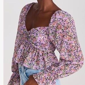 ASTR purple and navy Luann Top. NWT. Sz M